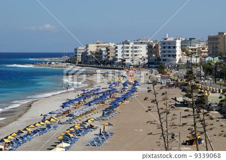 The beach and the coast of the city of Rhodes, Rhodes, Greece The beach and the coast of the city of Rhodes, Rhodes, Greece 9339068
