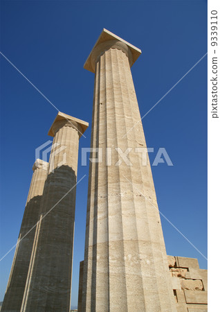 Partially rebuilt temple of Athena Lindia at the Acropolis of Li 9339110