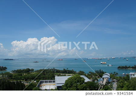 聖淘沙島看法從Merlion塔的 9341584