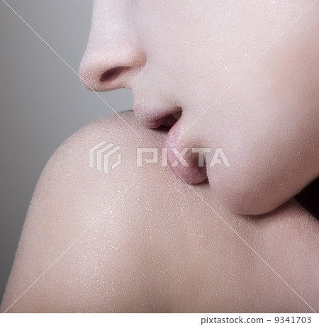 Closeup Tempting Woman's Face with Opened Mouth. Craving. Desire 9341703
