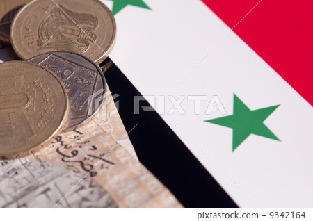 Syrian flag and currency Syrian flag and currency 9342164