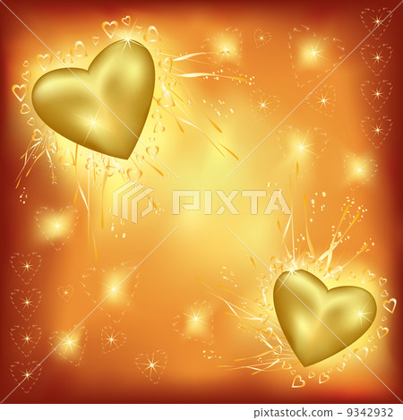 Valentine's Day background with golden hearts - Stock Illustration ...