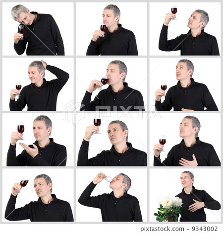 Collage Man tasting a glass of red port wine 9343002