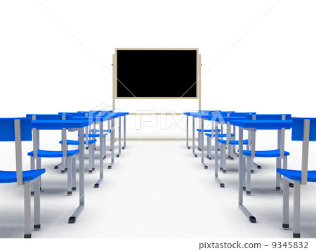 Audience with desks over white background Audience with desks over white background 9345832