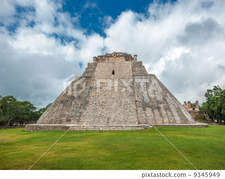 Pyramid of the Magician in Uxmal, Yucatan, Mexico 9345949