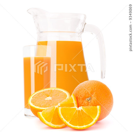 Orange fruit juice in glass jug 9349869
