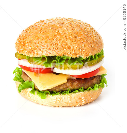 Big hamburger on white background Big hamburger on white background 9350146