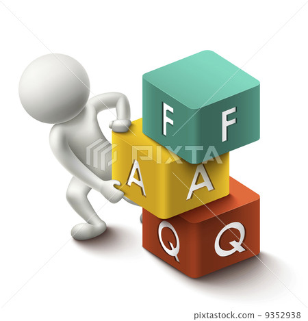 3d illustration of person with word FAQ cubes 3d illustration of person with word FAQ cubes 9352938