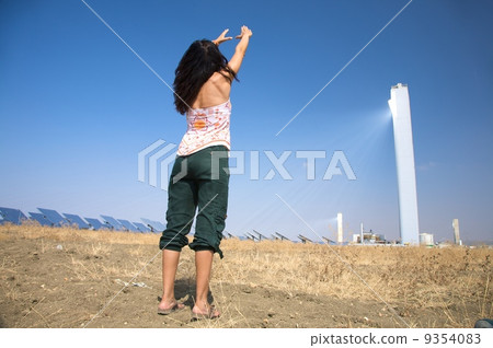 woman and solar power woman and solar power 9354083