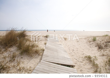 wood footbridge at Tarifa beach 9354311