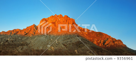 Red mountain and blue sky panorama 9356961