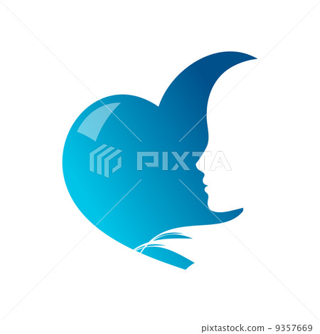 female silhouette on heart-shaped background 9357669
