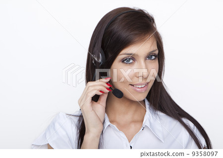 Business woman with headset 9358097