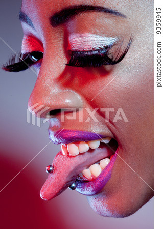 African Model With Tongue Piercing 9359945