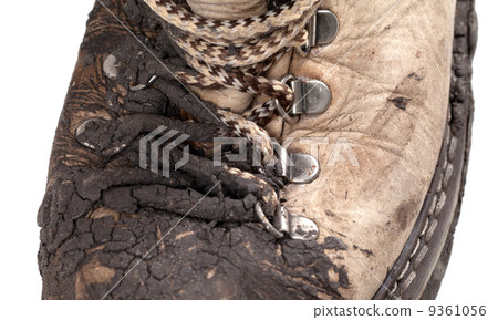 Part of old dirty trekking boot 9361056