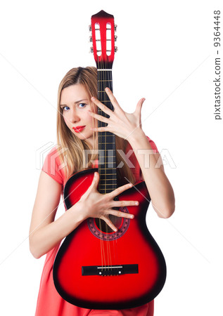 Female guitar player isolated on white Female guitar player isolated on white 9364448