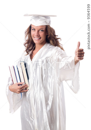 Graduate with book isolated on white 9364599