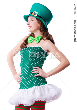 Young girl in saint patrick celebration concept 9364604