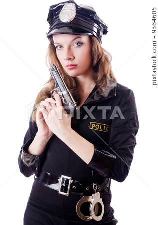 Female police isolated on the white Female police isolated on the white 9364605