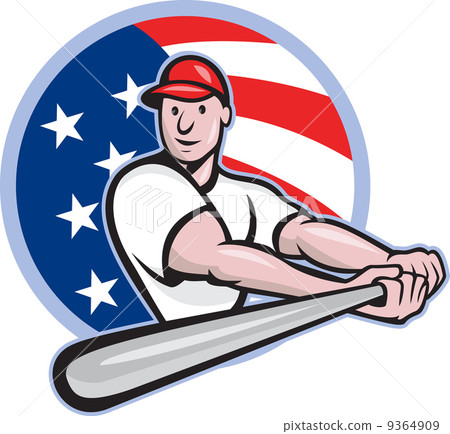 American Baseball Player Batting Cartoon 9364909