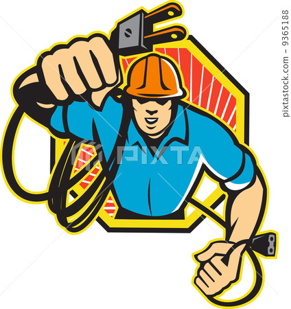 Electrician Construction Worker Retro 9365188