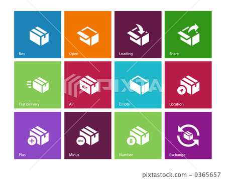 Box icons on color background. Box icons on color background. 9365657