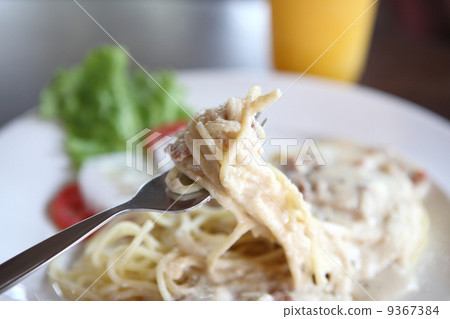 Spaghetti Carbonara with bacon and cheese Spaghetti Carbonara with bacon and cheese 9367384