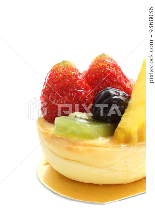 Fruit cheese cake isolated in white background Fruit cheese cake isolated in white background 9368036