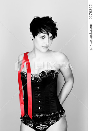woman with red belt in lingerie 9376265