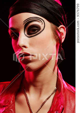 female punk beauty portrait red leather jacket 9376799