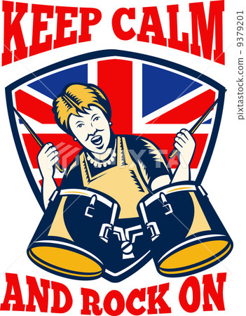 Keep Calm Rock On British Flag Queen Granny Drums 9379201