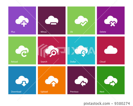 Cloud icons on color background. - Stock Illustration [9380274] - PIXTA