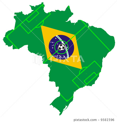 vector of soccer ball with map and flag of Brazil 9381596