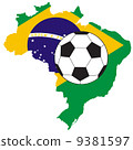vector of soccer ball with map and flag of Brazil 9381597