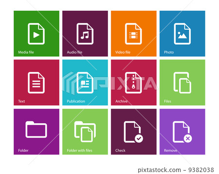 Set of Files icons on color background. Set of Files icons on color background. 9382038