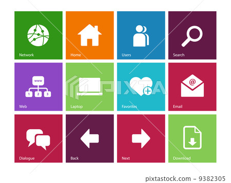 Network icons on color background. - Stock Illustration [9382305] - PIXTA