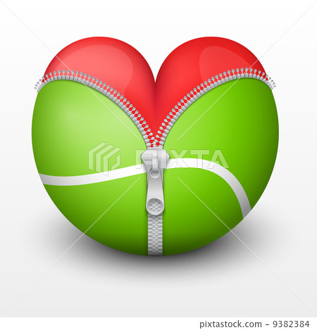 Red heart inside tennis ball Red heart inside tennis ball 9382384