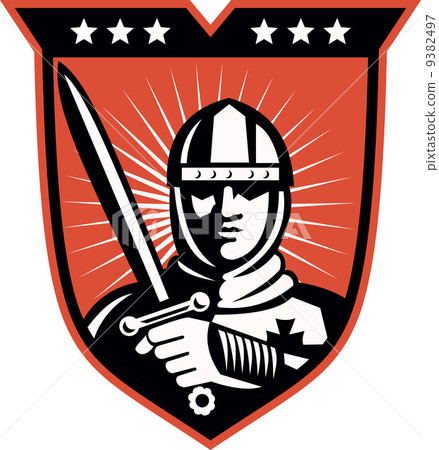 knight crusader with sword shield