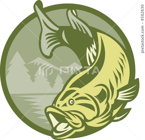 Largemouth Bass Fish Jumping Retro Largemouth Bass Fish Jumping Retro 9382630