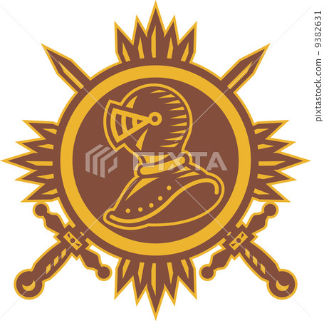 Knight With Crossed Sword Retro 9382631