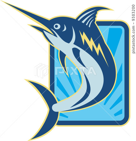 Blue Marlin Jumping Retro 9383200