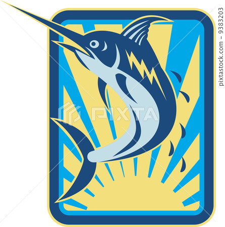 Blue Marlin Fish Jumping Retro 9383203