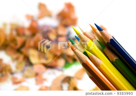 pensils over sawdust background 9383993