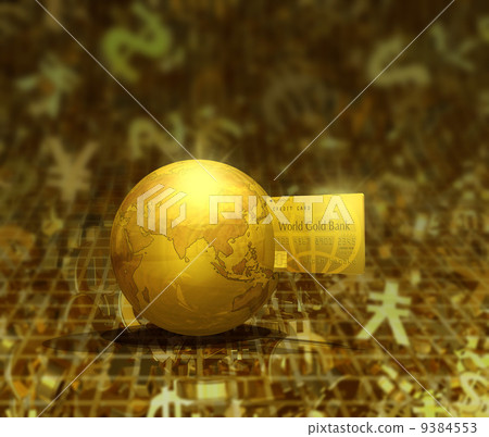 金信用卡和金色的地球 金信用卡和金色的地球 9384553