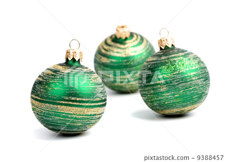 three green christmas balls 9388457