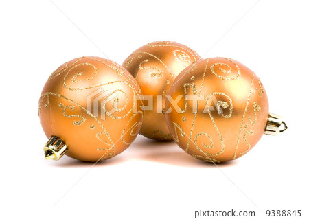 three golden christmas balls 9388845
