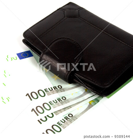 euro and a leather purse 9389144