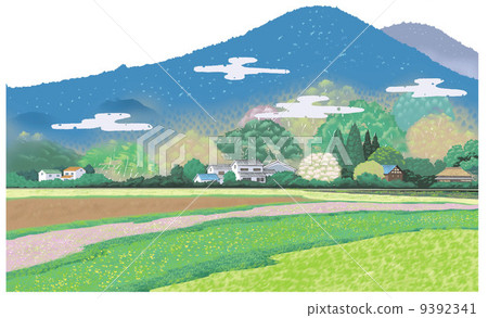 Countryside scenery Mountain fields 9392341