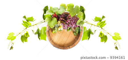 Grapes on wooden barrel 9394161