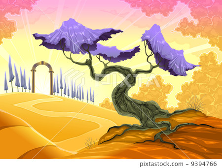 Landscape with tree and arch. 9394766